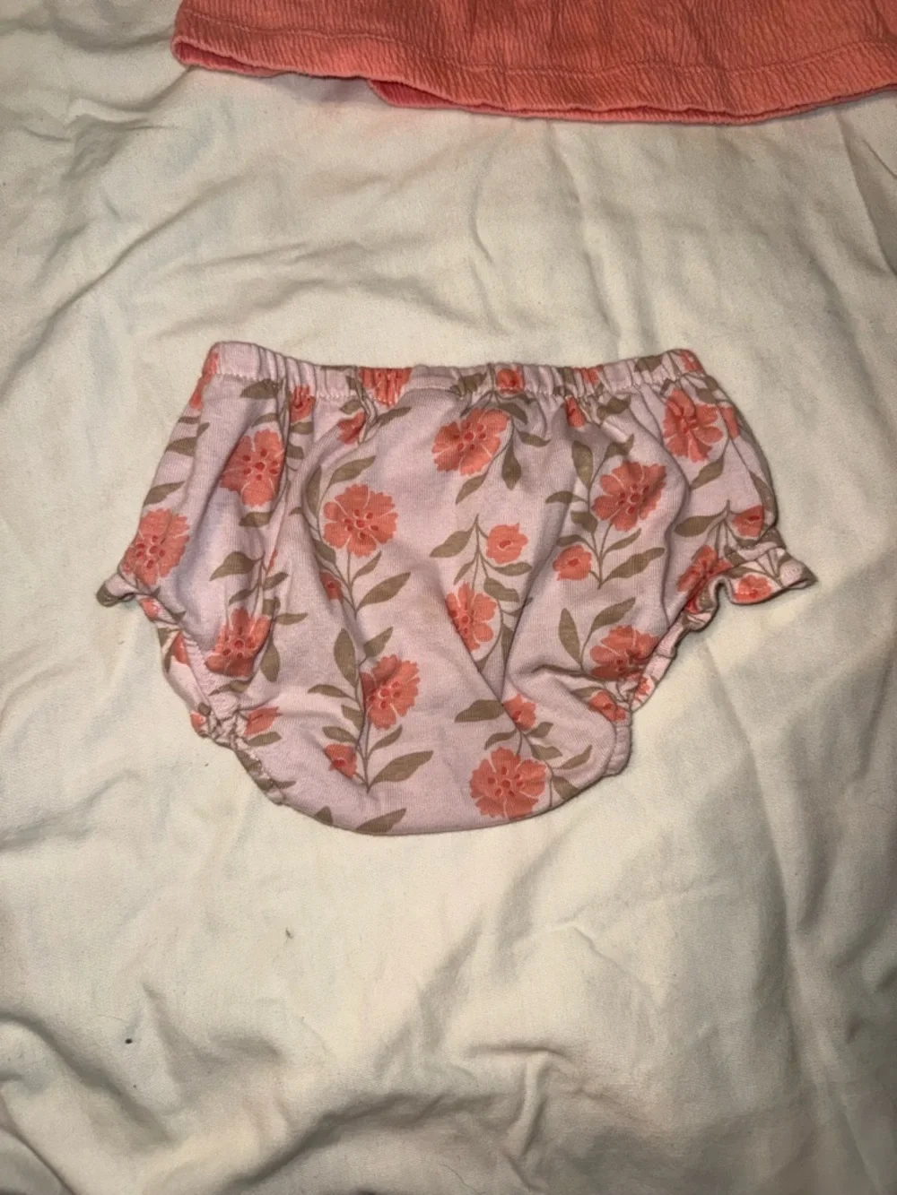 Carter's Pink Coral Baby Tank with Knotted Straps and floral diaper cover set